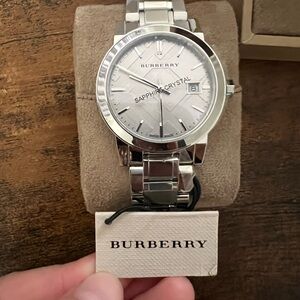 Burberry Silver Sapphire Crystal Watch